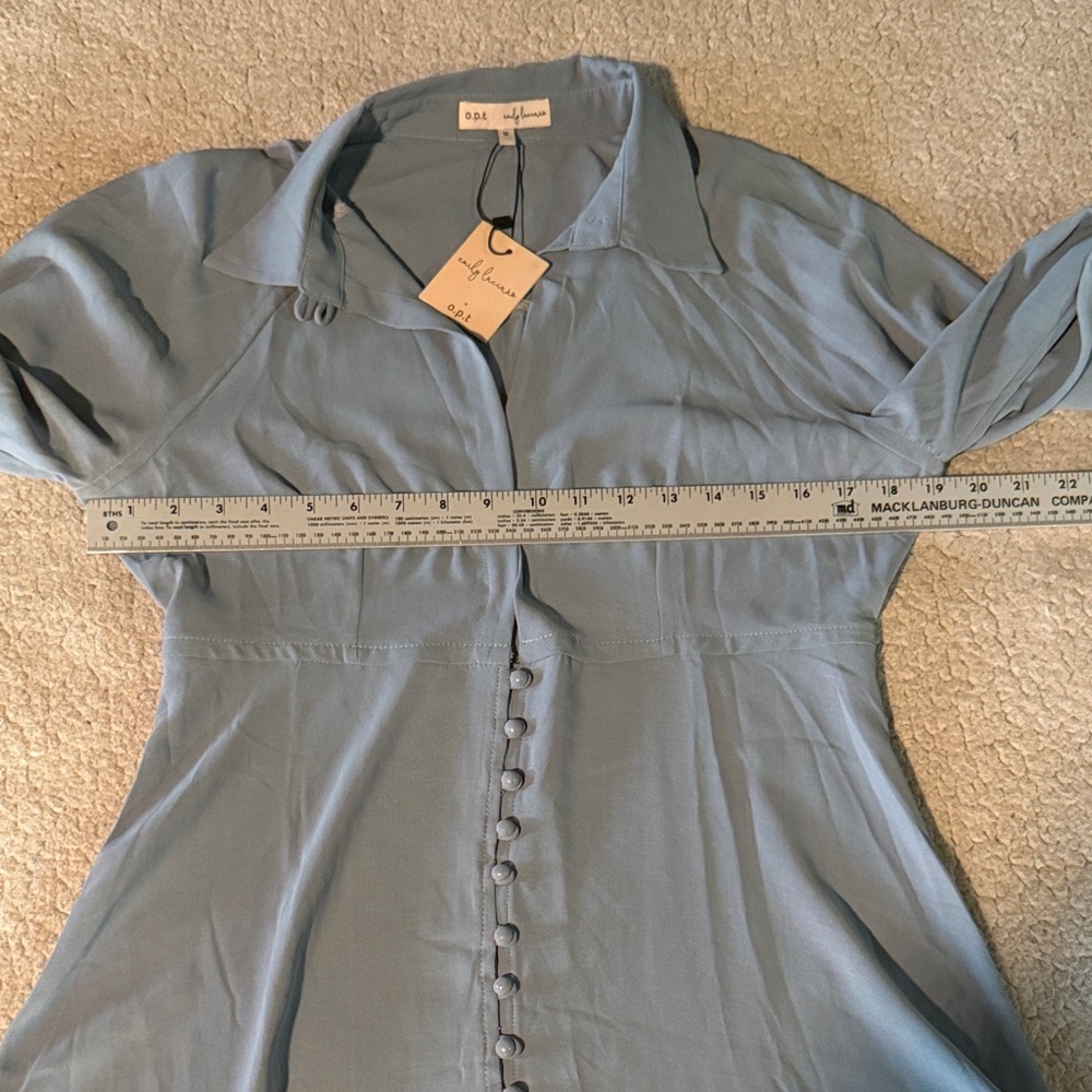 O.P.T X Emily Luciano Elegant Long Sleeve Light Blue Dress Medium New - Picture 7 of 8